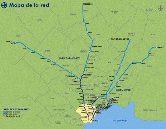 Mapa de la red de trenes - Buenos Aires
